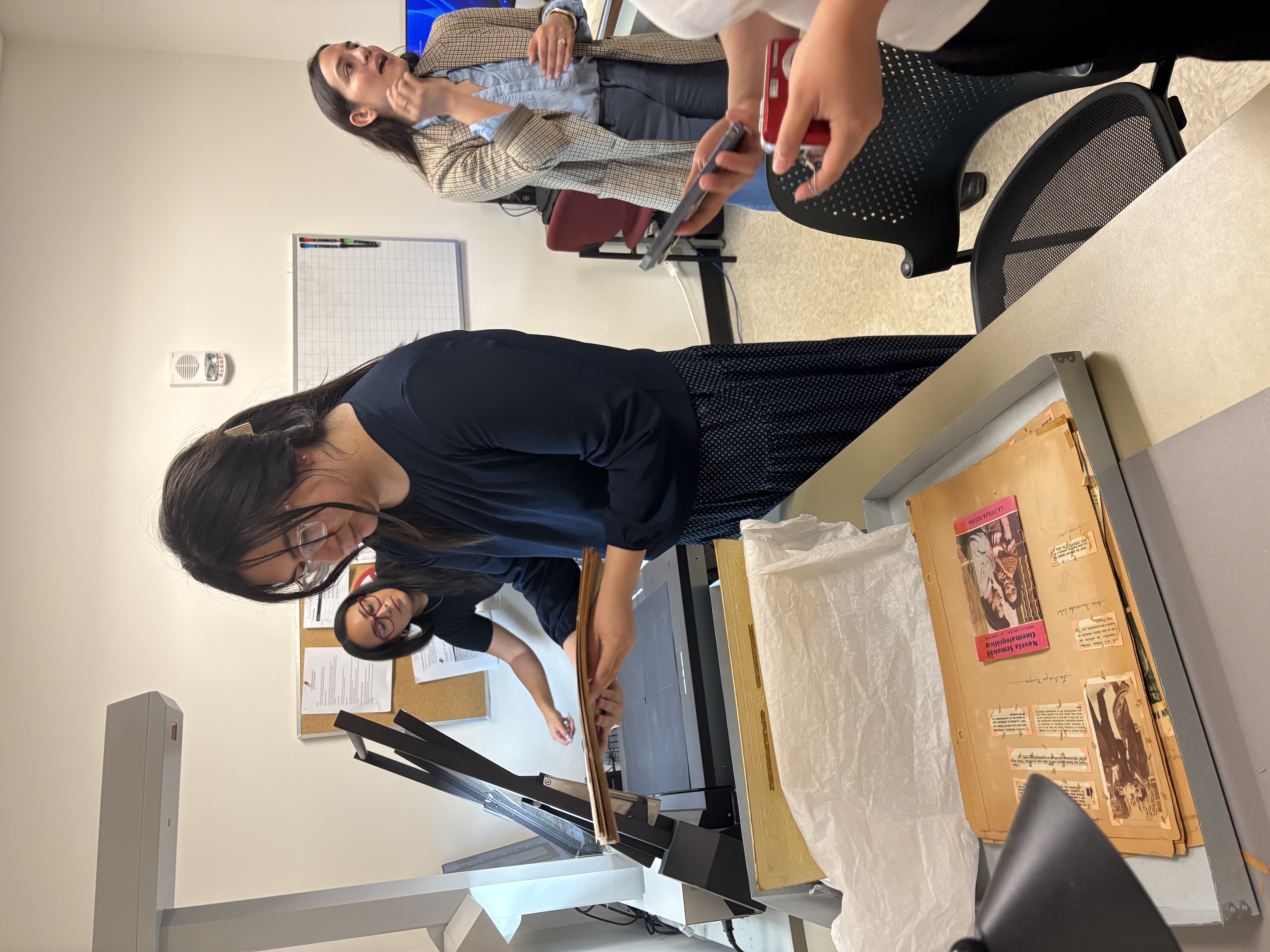 Viewer looking at equipment and materials